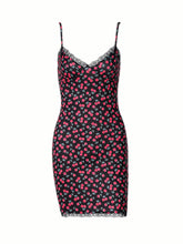 Nadya Cherry Print Mini Dress in Black